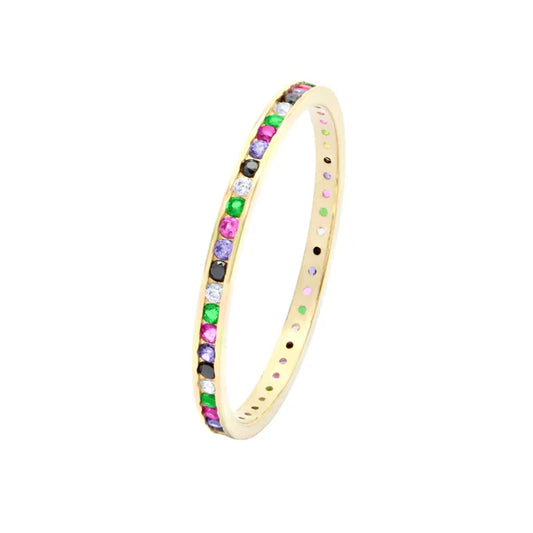 Inel Aur 14k Eternity cu Pietre Multicolore 1 mm