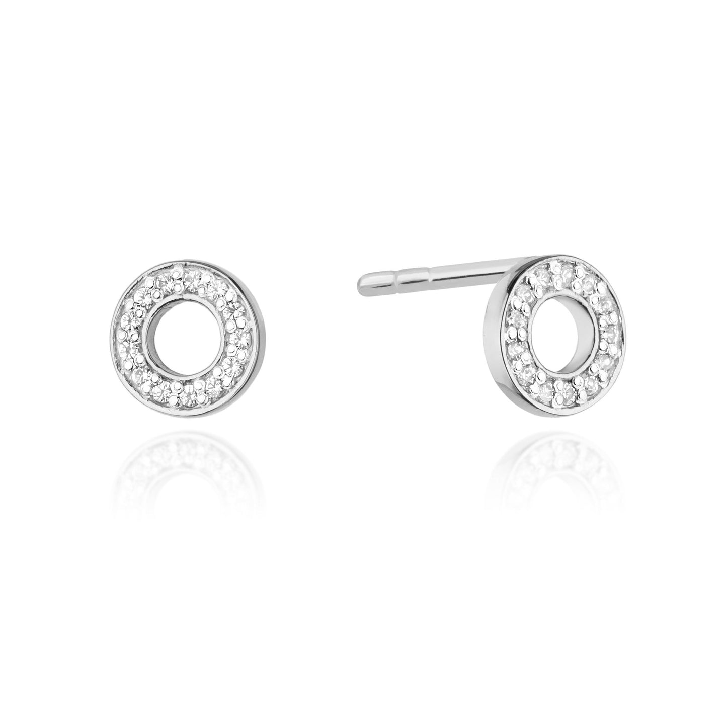 Cercei Aur Alb 14k Cerc cu Diamante de 0.13ct