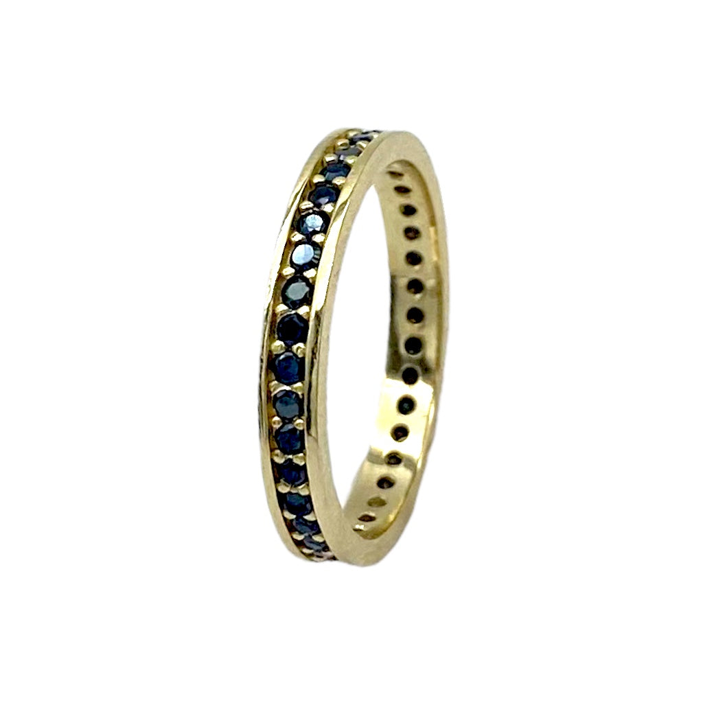 Inel Aur 14k Eternity cu Pietre Negre 3 mm