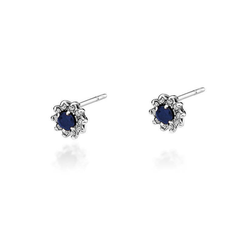 Cercei Aur 14k cu Safir 0.30ct si Diamante 0.18ct - Bijuteria Cleopatra