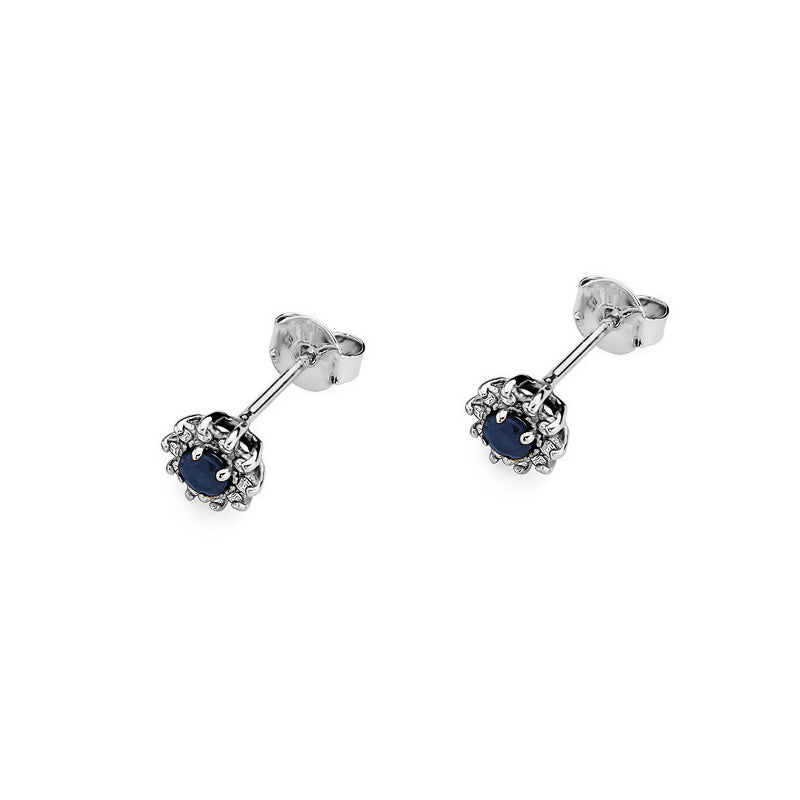 Cercei Aur 14k cu Safir 0.30ct si Diamante 0.18ct - Bijuteria Cleopatra