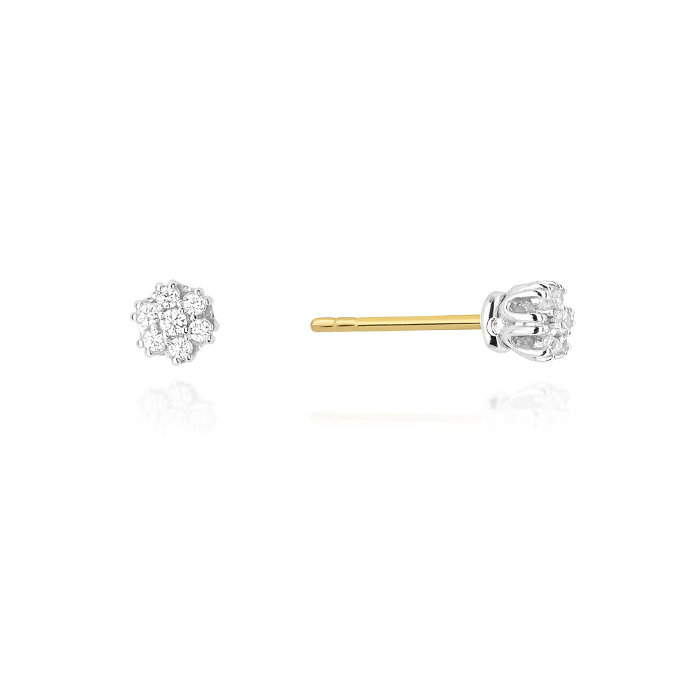 Cercei Aur Alb si Galben 14k cu Diamante 0.20ct