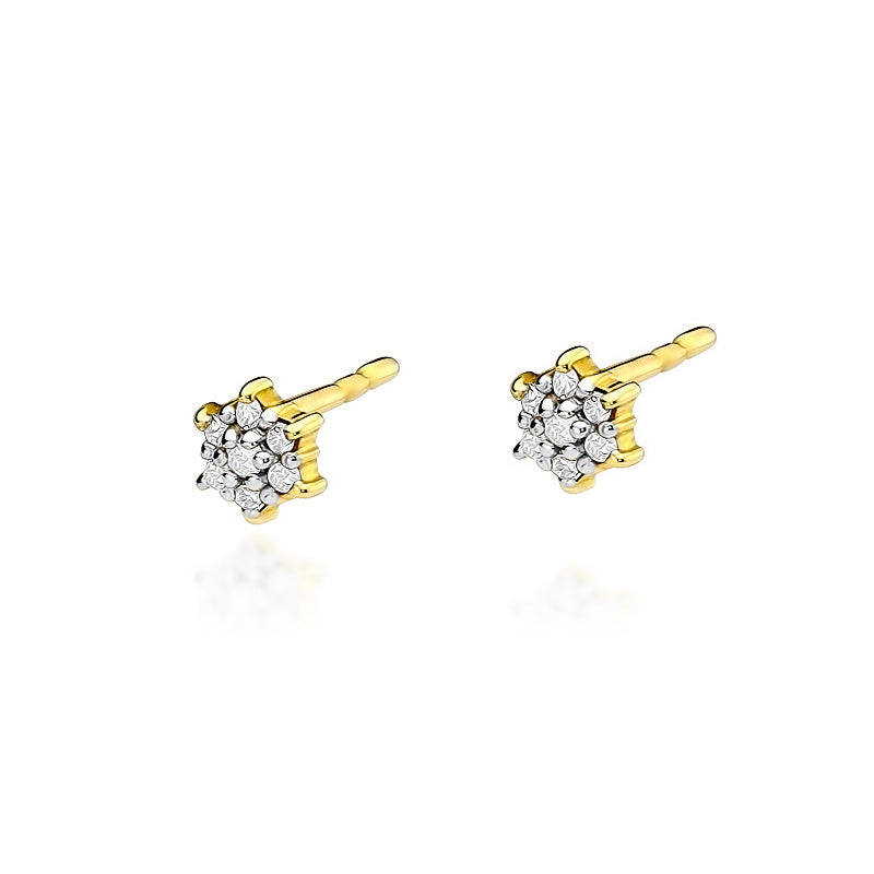 Cercei Aur 14k cu Diamante 0.12ct Floare