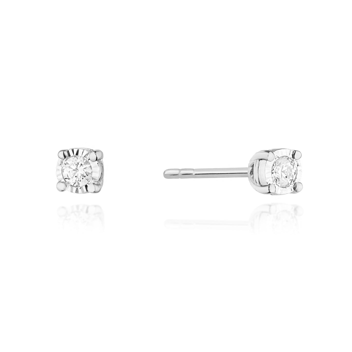 Cercei Aur Alb 14k cu Diamant 0.16ct