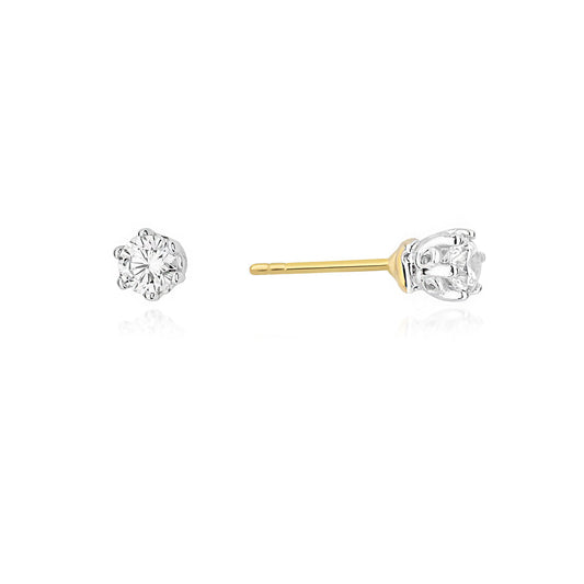 Cercei Aur Alb si Galben 14k cu Diamant 0.30ct