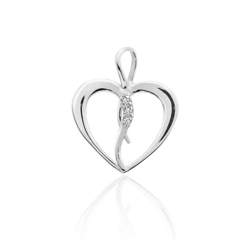 Pandantiv Inima Aur Alb 14k cu Diamante 0.025ct