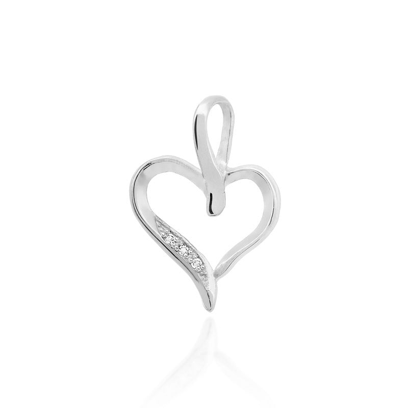 Pandantiv Inima Aur Alb 14k cu Diamante 0.015ct