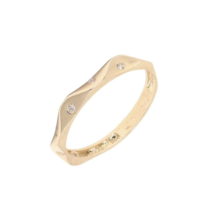 Inel Aur 14k Minimalist cu Pietre Zirconia