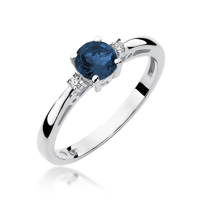 Inel de Logodna Aur 14k cu Safir 0.50ct si Diamante 0.03ct - Bijuteria Cleopatra