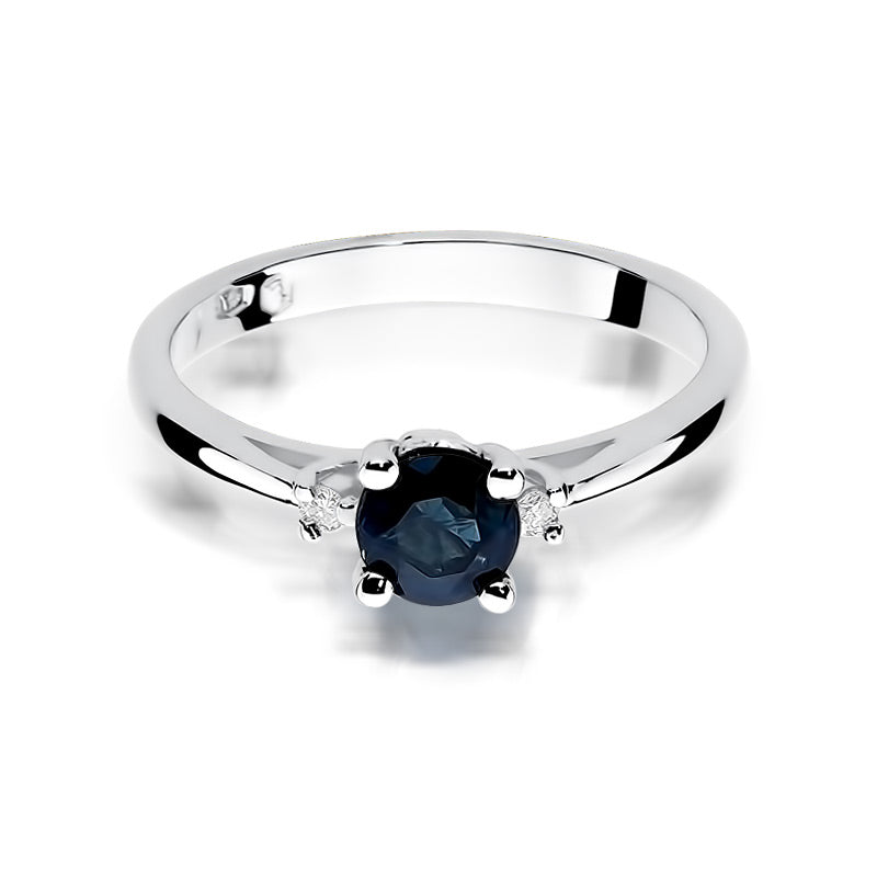 Inel de Logodna Aur 14k cu Safir 0.50ct si Diamante 0.06ct - Bijuteria Cleopatra