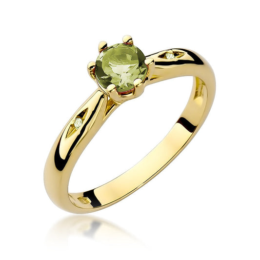 Inel de Logodna Aur 14k cu Peridot 0.60ct si Diamante 0.01ct