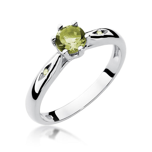 Inel de Logodna Aur 14k cu Peridot 0.60ct si Diamante 0.01ct - Bijuteria Cleopatra