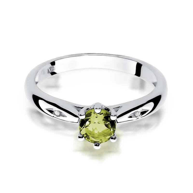 Inel de Logodna Aur 14k cu Peridot 0.60ct si Diamante 0.01ct - Bijuteria Cleopatra